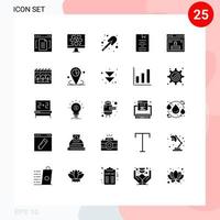Modern Set of 25 Solid Glyphs and symbols such as internet knowledge setting education book Editable Vector Design Elements
