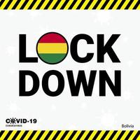 Coronavirus Bolivia Lock DOwn Typography with country flag Coronavirus pandemic Lock Down Design vector