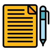 Notebook and pen icon color outline vector