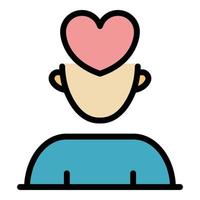 Heart in head icon color outline vector