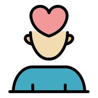 Heart in head icon color outline vector