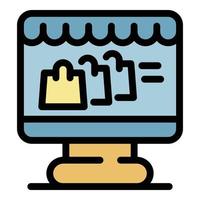 Online shopping icon color outline vector