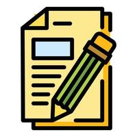 Pen paper icon color outline vector