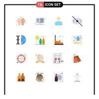 Set of 16 Modern UI Icons Symbols Signs for global human male vision face Editable Pack of Creative Vector Design Elements