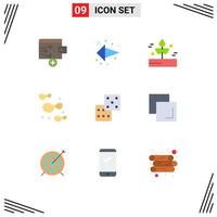 Universal Icon Symbols Group of 9 Modern Flat Colors of gambling casino leaf potato chips Editable Vector Design Elements