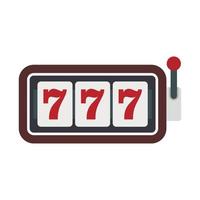 Slot machine with three sevens icon, flat style vector