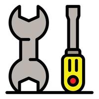 Key screwdriver repair icon color outline vector