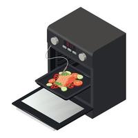 icono de horno, estilo isométrico vector