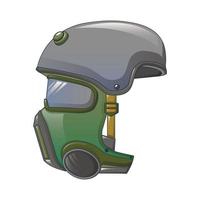 Helmet gas mask icon, cartoon style vector