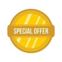 Special offer label icon, flat style vector