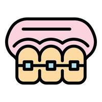 Mouth braces icon color outline vector