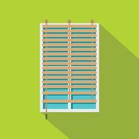 Window with wooden jalousie icon, flat style vector