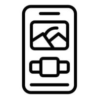 Smartphone app icon outline vector. Smart web vector