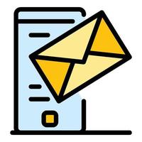 Smartphone mail icon color outline vector