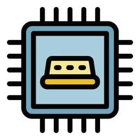 Smart taxi processor icon color outline vector