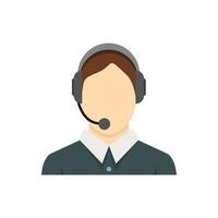 Call center operator icon, flat style vector