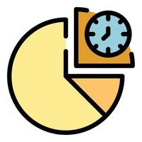 Pie chart time management icon color outline vector