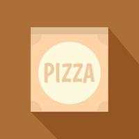 caja de cartón con icono de pizza, estilo plano vector