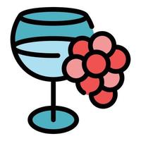 vector de contorno de color de icono de vino de uva