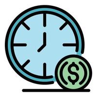 Clock and credit icon color outline vector