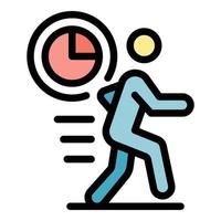 Running on time icon color outline vector