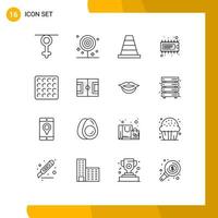 16 User Interface Outline Pack of modern Signs and Symbols of wafer ic lollipop electronic component Editable Vector Design Elements