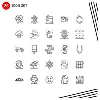 Group of 25 Lines Signs and Symbols for moon rain technology drop painting Editable Vector Design Elements