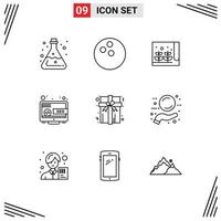 Mobile Interface Outline Set of 9 Pictograms of gift marketing farm online desktop Editable Vector Design Elements