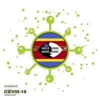 swazilandia coronavius bandera fondo de conciencia quédate en casa mantente saludable cuida tu propia salud ora por el país vector
