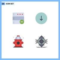 Pictogram Set of 4 Simple Flat Icons of database water arrow downloads computing Editable Vector Design Elements