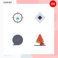 4 User Interface Flat Icon Pack of modern Signs and Symbols of business chat target symbolism watermelon Editable Vector Design Elements