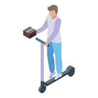 Take parcel courier icon isometric vector. Food bike vector