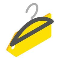 vector isométrico del icono del concepto de compras. colgador de ropa con etiqueta amarilla en blanco