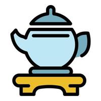 Tea pot icon color outline vector