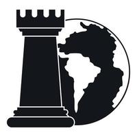 World planet and chess rook icon, simple style vector