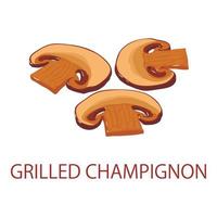 Grilled champignon icon, isometric style vector