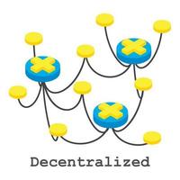 Decentralized icon, isometric style vector