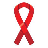 Red ribbon icon, cartoon style vector