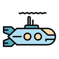 Power submarine icon color outline vector