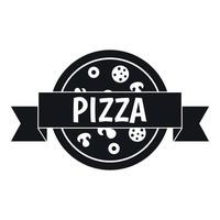 Pizza label with ribbon icon, simple style vector