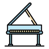 vector de contorno de color de icono de piano de cola abierto