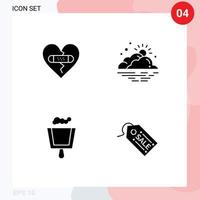 4 Creative Icons Modern Signs and Symbols of broken weather heart day dustpan Editable Vector Design Elements