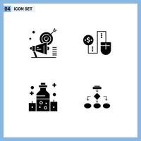 User Interface Pack of 4 Basic Solid Glyphs of campaign connection target connect massage Editable Vector Design Elements