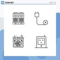 Group of 4 Filledline Flat Colors Signs and Symbols for music search computers disconnected wide Editable Vector Design Elements