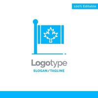 bandera otoño canadá hoja arce azul sólido logotipo plantilla lugar para eslogan vector