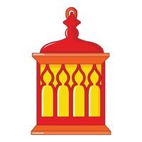Red and yellow Turkish lantern icon, cartoon style vector