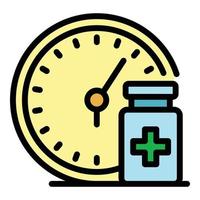 Time of medical pills icon color outline vector