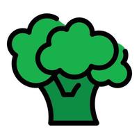 vector de contorno de color de icono de brócoli de planta