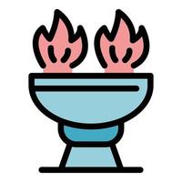 Fire brazier icon color outline vector