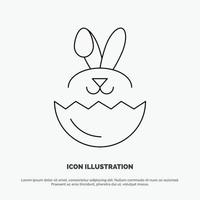 Egg Rabbit Easter Line Icon Vector